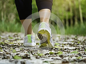 Woman Walking on trail Outdoor Jogging exercise