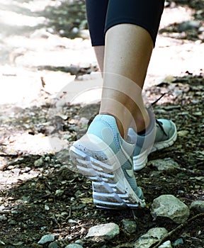 Woman Walking on trail Outdoor Jogging exercise