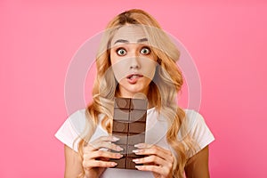 Woman Want To Eat Chocolate, Looking At Camera