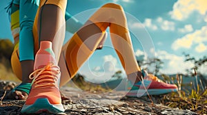 Woman ware colorful sportswear workout photo