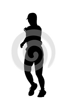 woman warming up run runner, silhouette simple vector, isolated on white