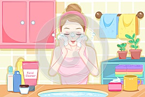 Woman wash face