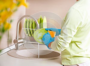 Woman Washing Dishes