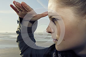 Woman looking out to sea