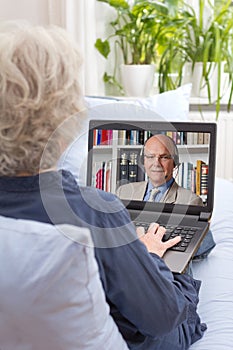 Woman watching english language lesson