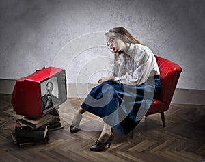 Woman watching tv