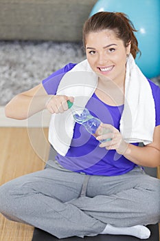 woman with water bottle