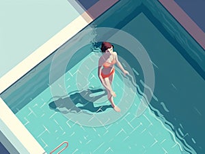 woman water character girl illustration summer holiday young person swim pool. Generative AI.