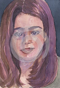 Woman watercolor painting