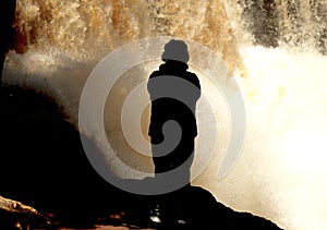 A Woman At A Waterfall in Minnesota