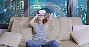 Woman wear virtual reality headset