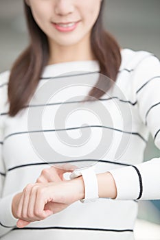 Woman wear wearable smart watch