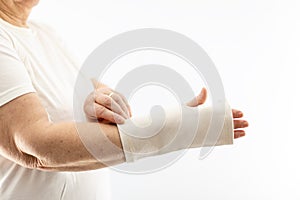 Woman wearing bandage wrist support