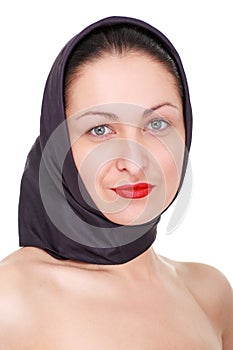Woman wearing a black headscarf