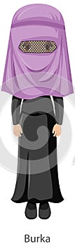A woman wearing Burka Islamic traditional veil cartoon character