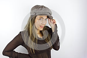 A woman wearing a cap