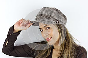 A woman wearing a cap