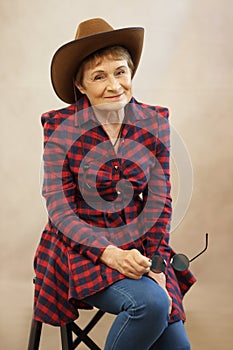 Woman wearing cowboy hat