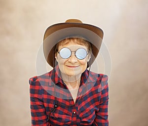 Woman wearing cowboy hat