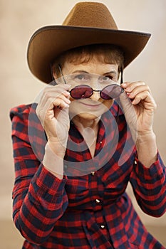 Woman wearing cowboy hat