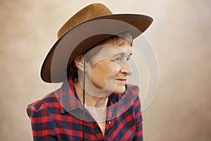 Woman wearing cowboy hat