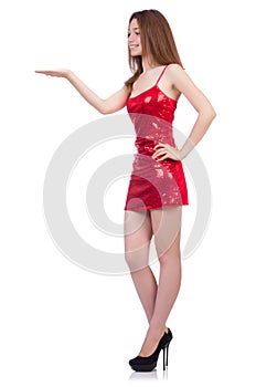 Woman wearing dress isolated on white