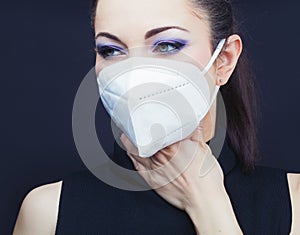Woman wearing a face mask photo
