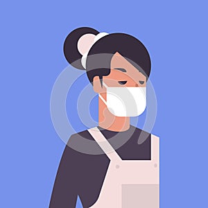 Woman wearing face mask environmental industrial smog dust toxic air pollution and virus protection concept female