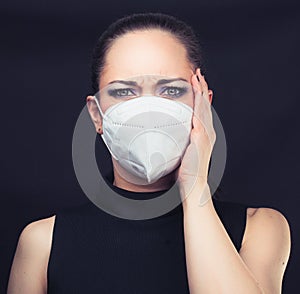 Woman wearing face mask photo