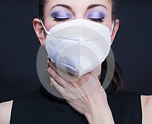 Woman wearing a face mask photo