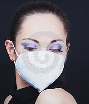 Woman wearing a face mask photo