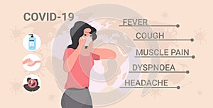 Woman wearing face mask to prevent coronavirus 2019-ncov pandemic symptoms of corona virus concept