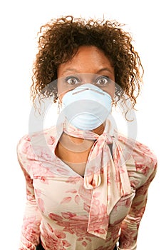 Woman wearing flu mask