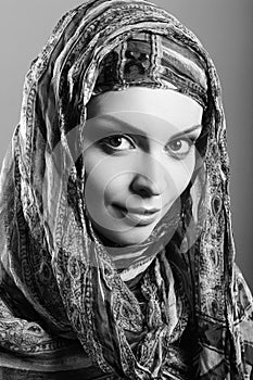 Woman wearing head scarf