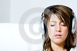 Woman wearing headphones