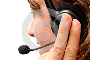 Woman wearing a headset