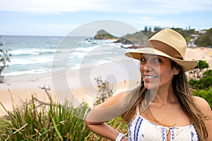 Woman wearing her summer hat