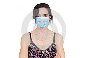 Woman wearing protective face mask