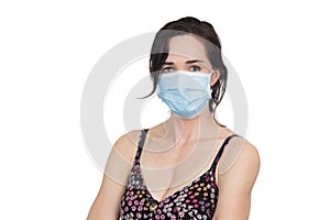 Woman wearing protective face mask