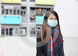 Woman wearing protective face mask