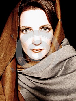 Woman Wearing Scarf Portrait 3