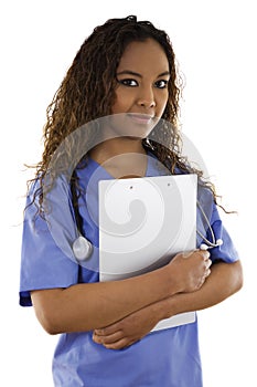 Woman wearing scrubs