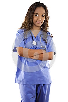 Woman wearing scrubs