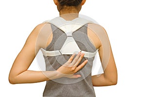 Woman wearing a shoulder brace