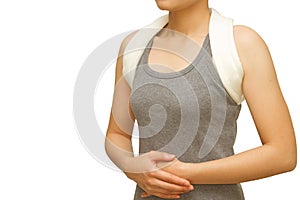 Woman wearing a shoulder brace