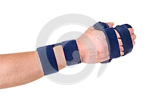 Woman Wearing Supporting Hand and Wrist Brace