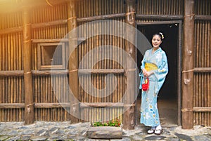 Woman wearing traditional clothing kimono