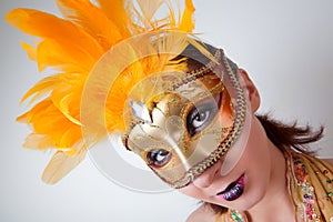 Woman Wearing Venetian Mask