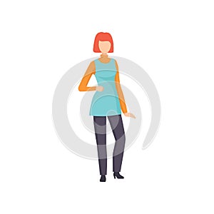 Woman wearing vintage clothing, retro fashion girl from 70s vector Illustration on a white background