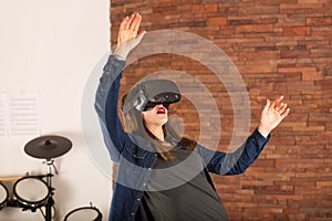 Woman wearing virtual reality glasses